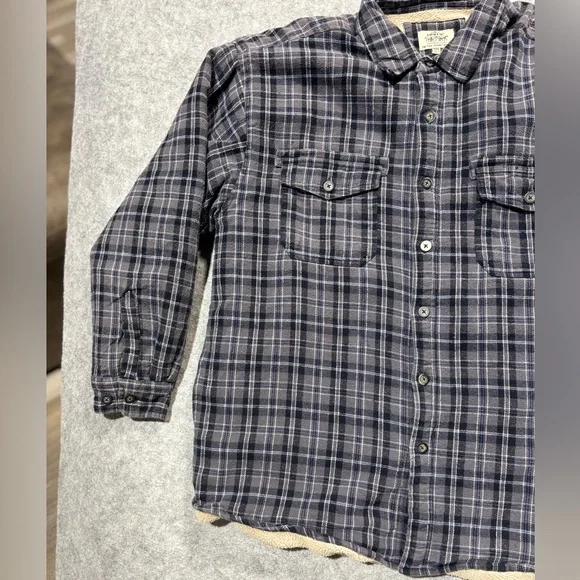 Levis Jacket mens XXL Flannel Sherpa Lined Shackleton Shacket Plaid Black Button - Picture 3 of 14